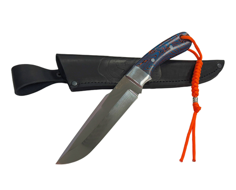 Нож Джокер, цельнометаллический, Bohler K340, микарта, голуб/оранж