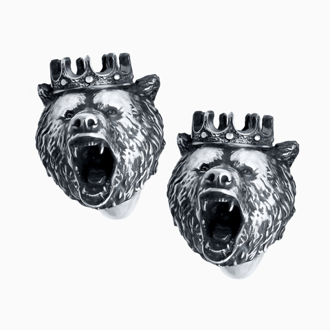 Запонки мужские KING BEAR, оксидирование, сапфир — корунд