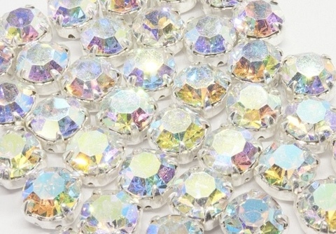 Шатон  в оправе Preciosa SS39 (8,15-8,4) мм, Crystal AB, оправа серебро