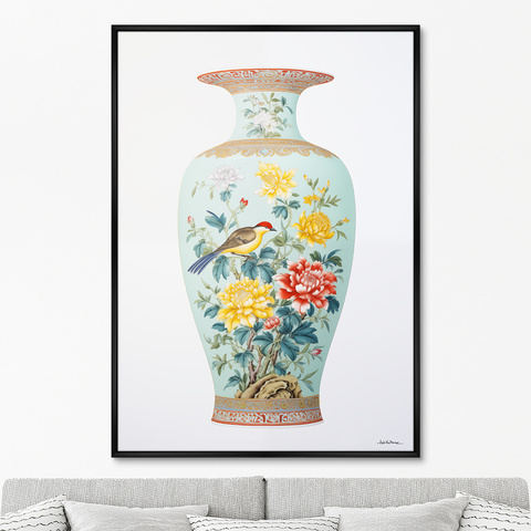 ArtNoMore - Репродукция картины на холсте Китайская фарфоровая ваза, на белом № 1, 2024г.
