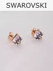 Серьги-гвоздики Миражи с сиреневыми кубиками Swarovski