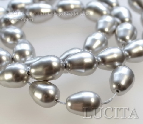5821 Хрустальный жемчуг Сваровски Crystal Light Grey грушевидный 11х8 мм