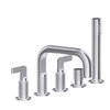 Gessi Inciso 58040#149 Смеситель для ванны на 5 отверстий с изливом, переключателем, ручным душем и шлангом 1,50 м, цвет: finox