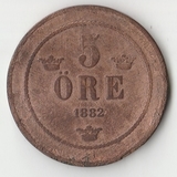 F153 Швеция, 1882 год 5 эре F153 Швеция, 1882 год 5 эре