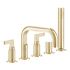 Gessi Inciso 58040#246 Смеситель для ванны на 5 отверстий с изливом, переключателем, ручным душем и шлангом 1,50 м, цвет: золото