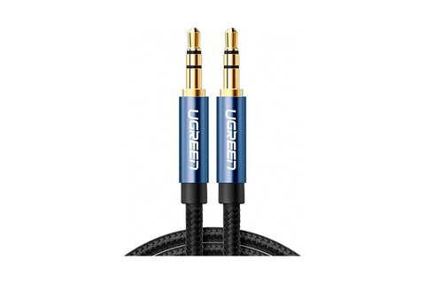 Кабель UGREEN AV112 (10689) 3.5mm Male to 3.5mm Male Cable Gold Plated Metal Case оплетка, 5м, синий
