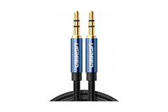 Кабель UGREEN AV112 (10689) 3.5mm Male to 3.5mm Male Cable Gold Plated Metal Case оплетка, 5м, синий