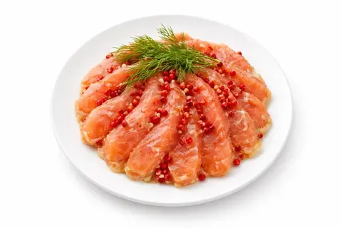Форель слабой соли в масле с укропом и розовым перцем, 200г