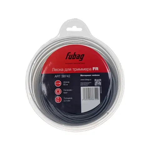 Триммерная леска FUBAG сечение круглое L 60 м * 2,4 мм
