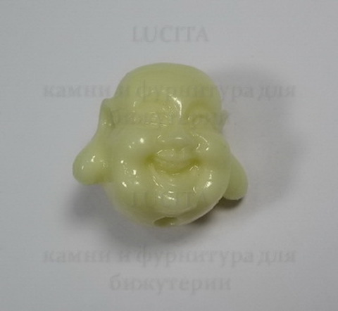 Бусина Бирюза (искусств) "Будда", цвет - молочный, 18х16 мм ()