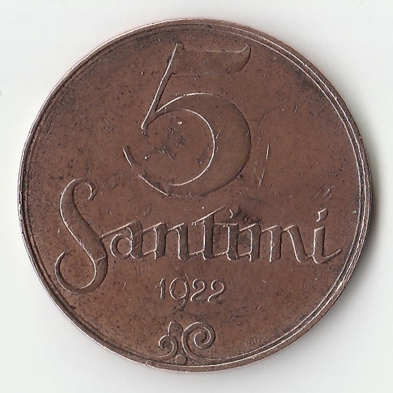 1922 год 5 сантим P1093