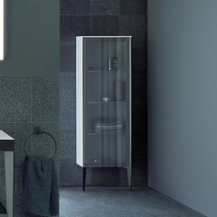 Duravit XViu XV1367LB222 Шкаф подвесной со стеклянной дверью 1330x400x360мм, (петли слева), корпус: белый глянцевый / фасад: чёрный матовый фото