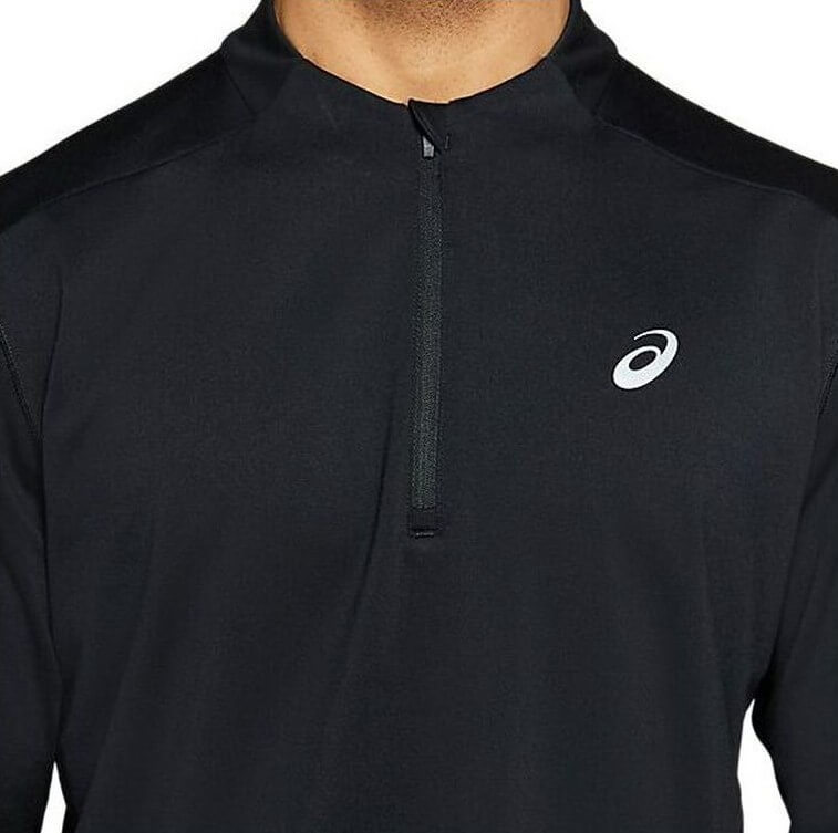 Asics Icon 1/2 Zip LS утепленная рубашка для бега мужская черная - 3