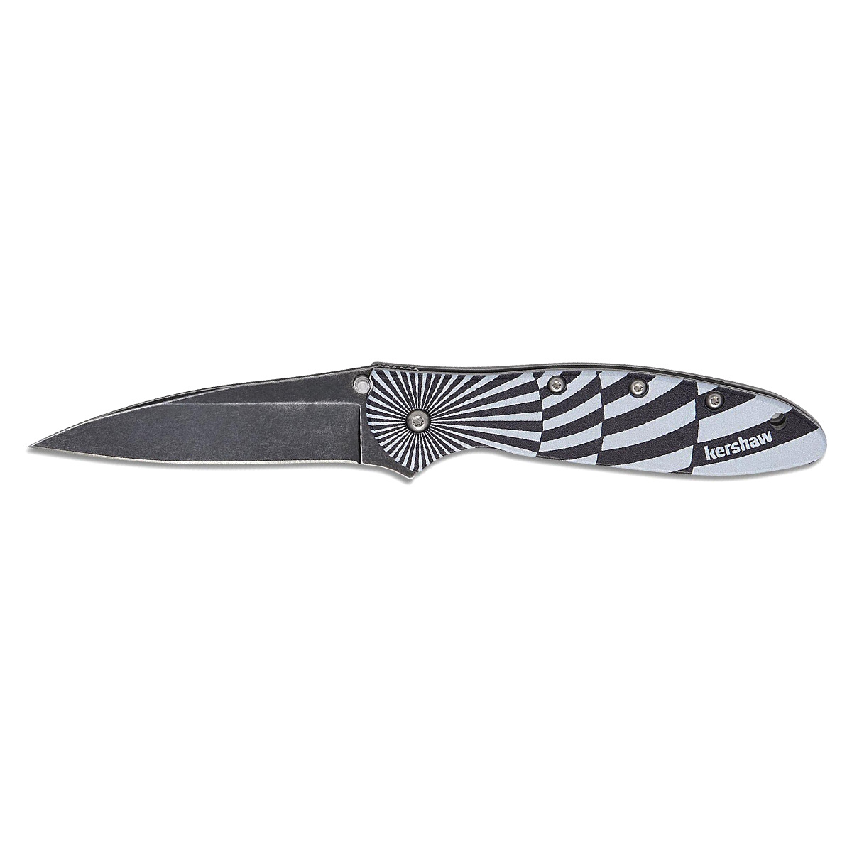 Полуавтоматический складной нож Kershaw Leek Black-White Swirl, сталь Sandvik 14C28N, рукоять алюминий, черно-белый