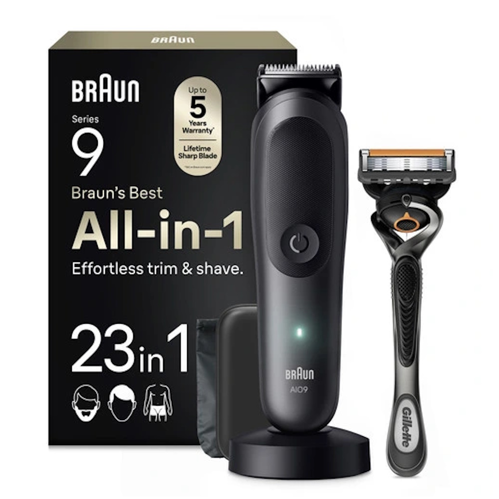 Триммер электрический Braun 23 в 1 Series 9 AIO9520 для бороды, волос и тела, 18 насадок