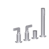 Gessi Inciso 58043#149 Смеситель для ванны на 4 отверстия для наполнения через слив-перелив, переключатель, с ручным душем, цвет: finox