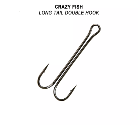 Двойной крючок Crazy Fish Long Tail Double Hook №8/ 5шт/уп продажа от 5 уп.