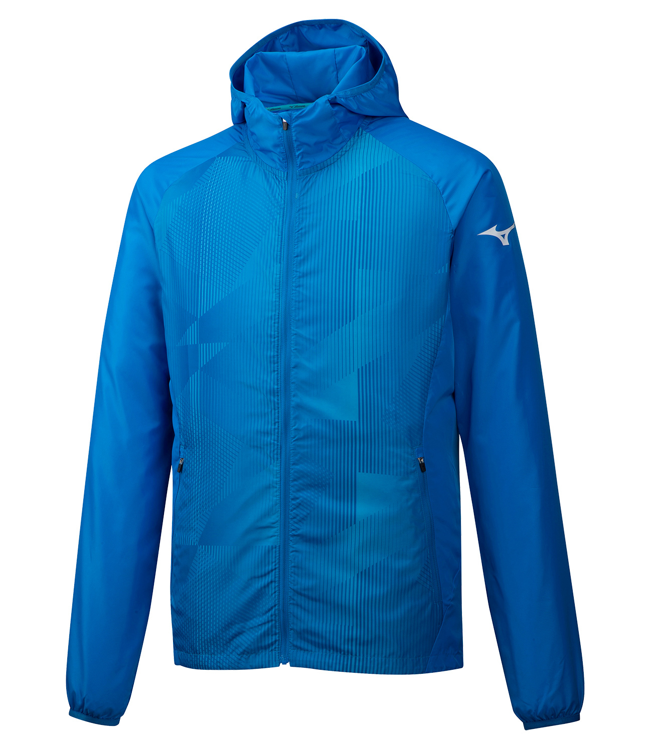 Mizuno Printed Hoodie Jacket куртка для бега мужская голубая