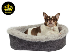 Royal pet овал меховой рогожка серая №3