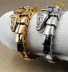 Кольцо ЗМЕЯ-SERPENTI одинарное с камнями на голове lux качество rose/white VGOLD