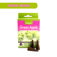 Tulasi Green Apple Благовоние-конус Зеленое яблоко 15 шт