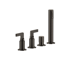 Gessi Inciso 58043#299 Смеситель для ванны на 4 отверстия для наполнения через слив-перелив, переключатель, с ручным душем, цвет: Black XL фото