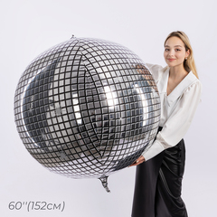 Шар 3D Сфера, Диско, Серебро, 60