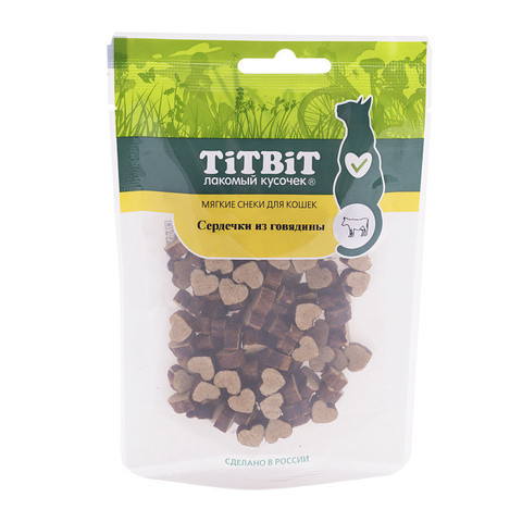 Titbit лакомство для кошек сердечки из говядины 40 гр