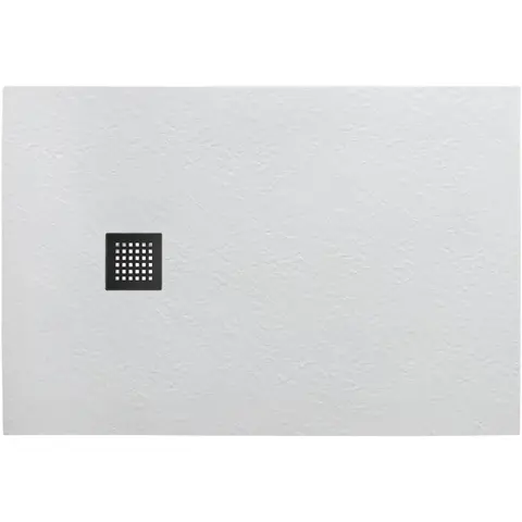 BelBagno TRAY-MR-UNO-AH-100/80-35-W-NO Поддон из искусственного мрамора в комплекте с сифоном с чёрной матовой декоративной накладкой