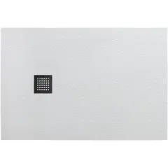 BelBagno TRAY-MR-UNO-AH-100/80-35-W-NO Поддон из искусственного мрамора в комплекте с сифоном с чёрной матовой декоративной накладкой фото