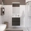 BelBagno UNO-MINI-500-2C-SO-GSO База под раковину подвесная с фрезеров. ручк. по всей длине фасада с двумя выкатн. ящ., Темно-Серый Мат., 500x395x608