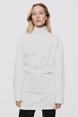 Massimo Dutti Блузка с высоким воротником на молнии - Limited Edition, белый