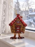 Елочная фарфоровая игрушка ручной работы «Большая избушка» — фото 2
