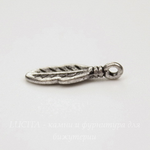 Подвеска "Листик" 16х6 мм (цвет - античное серебро), 5 шт