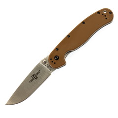 Фото Нож складной Ontario RAT-1, сталь Aus-8, Satin, рукоять термопластик GRN, brown
