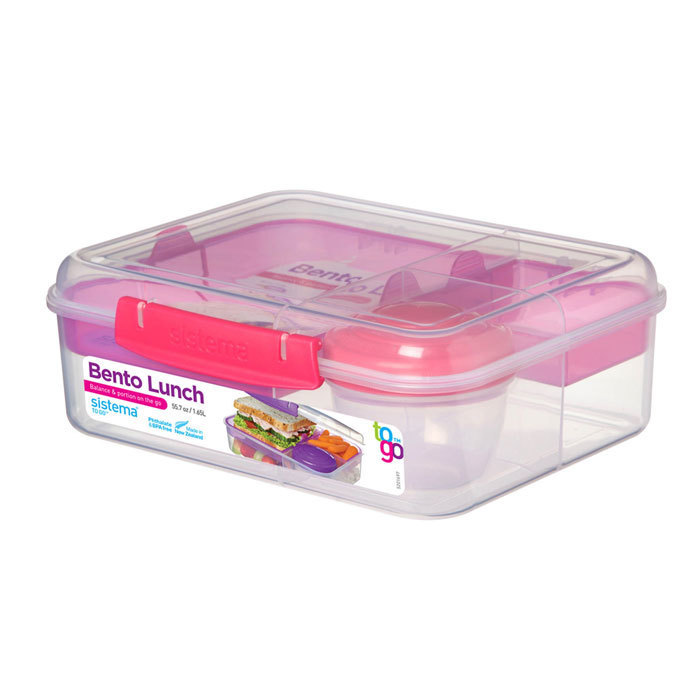 Ланч-бокс с баночкой Sistema "Bento TO GO", многосекционный, 1,65 л, цвет Розовый