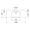 Duravit Vero 329120041 Раковина для мебели без перелива, с 1 отв. под смес., 1250x490мм, цвет: Белый