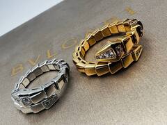 Кольцо ЗМЕЯ-SERPENTI одинарное с камнями на голове lux качество rose/white VGOLD