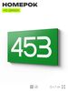 Номер на дверь 453, табличка на дверь для офиса, квартиры, кабинета, аудитории, склада, зеленая 120х70 мм, Айдентика Технолоджи