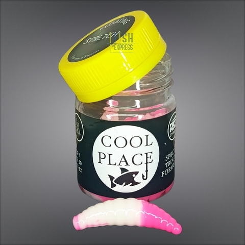 Форелевая силиконовая приманка COOL PLACE MAGGOT FLOATING STRETCH цвет БЕЛО-РОЗОВЫЙ 40 мм/ 10 шт в банке продажа от 2шт