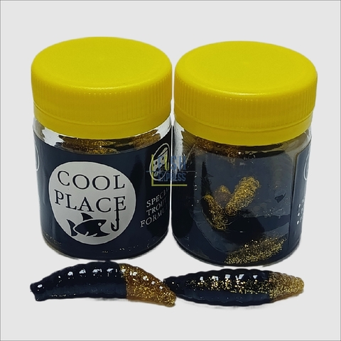 Форелевая силиконовая приманка COOL PLACE MAGGOT 1.6 цвет ЧЕРНЫЙ-ЗОЛОТО, вкус СЫР, продажа от 2 шт.