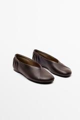 Massimo Dutti Балетки из кожи с перекрестом, коричневый