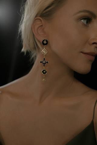 Моносерьга Шедар, серебро 925, позолота 18k 2