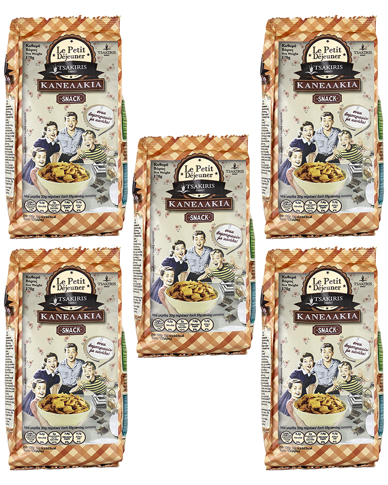 Хрустящие хлопья из цельнозерновой пшеницы с корицей LE PETIT DEJEUNER TSAKIRIS FAMILY 170 г - 5 шт.