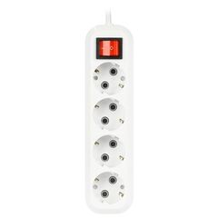 Удлинитель бытовой 4 гн, 5 м, ПВС, 3х1 мм2, с/з, выкл, Smartbuy, SBE-16-4-05-ZS
