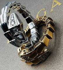 Кольцо ЗМЕЯ-SERPENTI одинарное с камнями на голове lux качество rose/white VGOLD