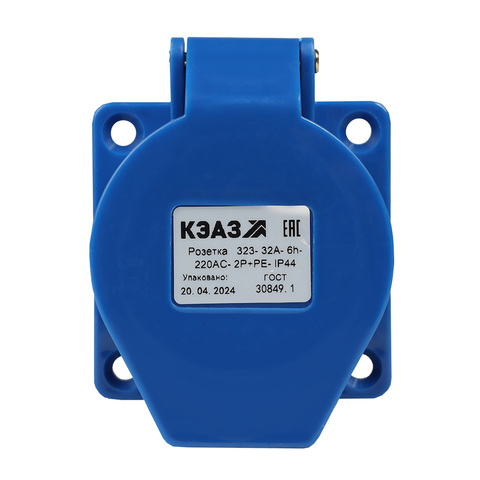Розетка фланцевая 323-32А-6h-220AC-2P+PE-IP44