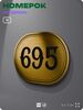 Номерок на дверь квартиры 695, для кабинета, офиса, шильдик 9 х 7 см, золотистый, Айдентика Технолоджи