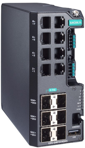 Коммутатор управляемый MOXA EDS-G4014-6QGS-LV-T