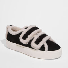 Замшевые кеды INUIKII Shearling Low Velcro Black на меху
